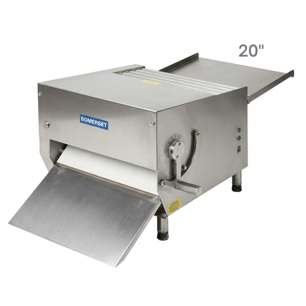 Somerset CDR-700 OSHA compliant 20-inch commercial dough and fondant sheeter in stainless steel