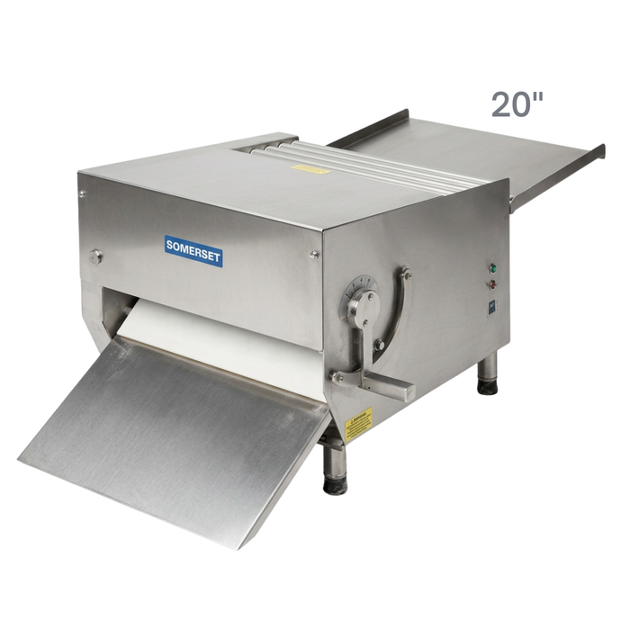 Somerset CDR-700 OSHA compliant 20-inch commercial dough and fondant sheeter in stainless steel