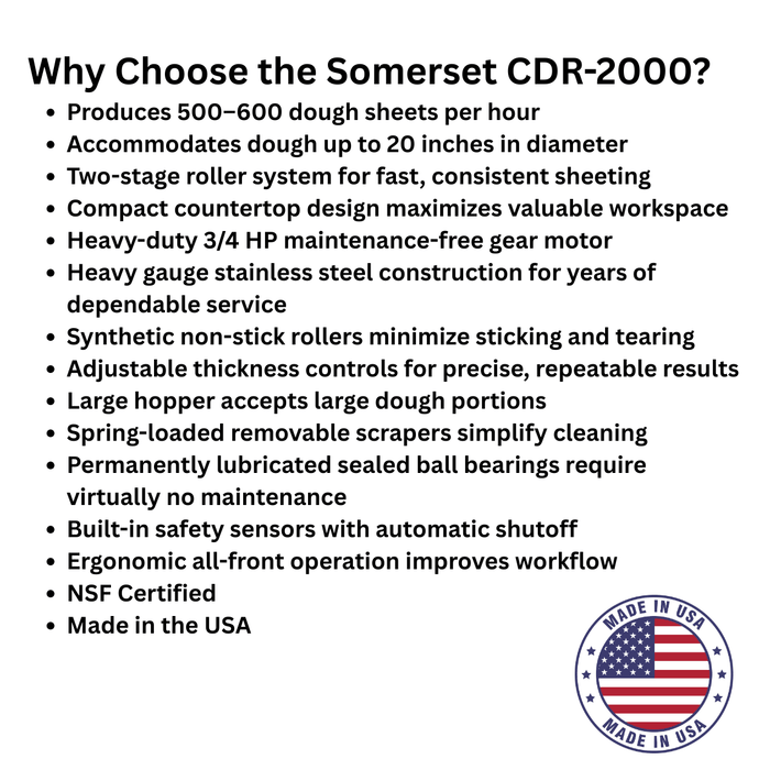 Somerset Countertop Two Stage Dough Sheeter 20" (CDR-2000) - CaljavaOnlineCDR-2000Fondant Sheeter