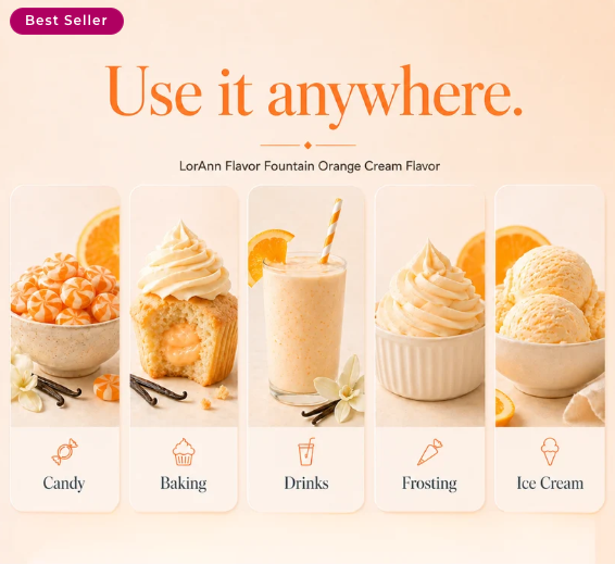Sparkling orange cream dreamsicle craft soda garnished with an orange slice