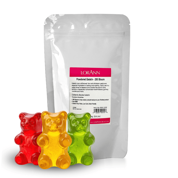 Unflavored Gelatin Powder (250 Bloom) – Premium Grade for Edibles, Gummy Candy & Sugar Crafting by LorAnn - CaljavaOnline6160-0800