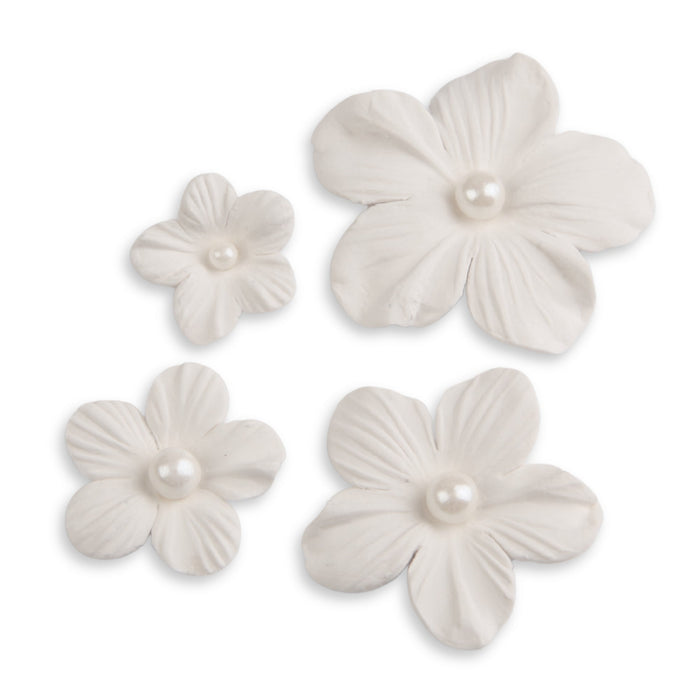 White Blossoms w/ Pearl Centers - CaljavaOnlineWRP5-5CMWHGumpaste Flowers