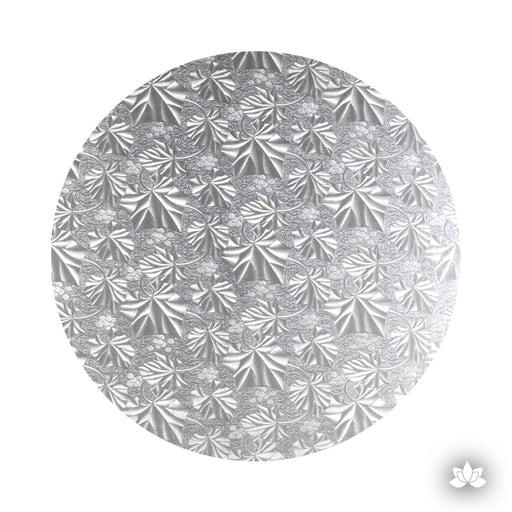 1/2 inch round silver foil cake drum for anniversary and party cakes. Silver Foil Cake Drum for cake decorating your own cakes. Cake Boards
