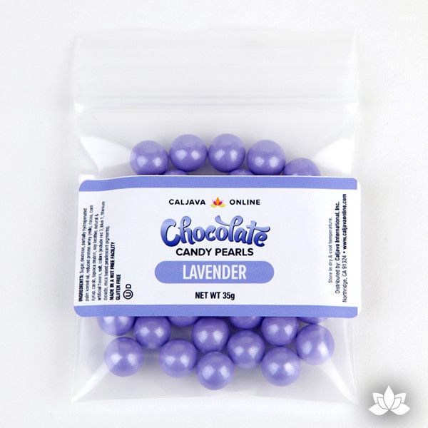 Lavender Chocolate Candy Pearls cake decorations perfect for cake decorating cakes and cupcakes. Wholesale cake supply. Caljava