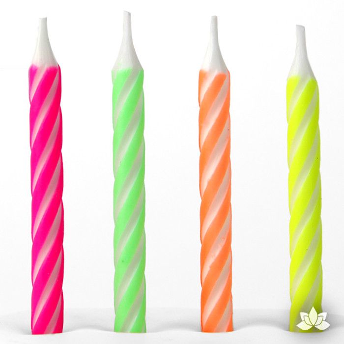 Bright Stripe Candles - Neon