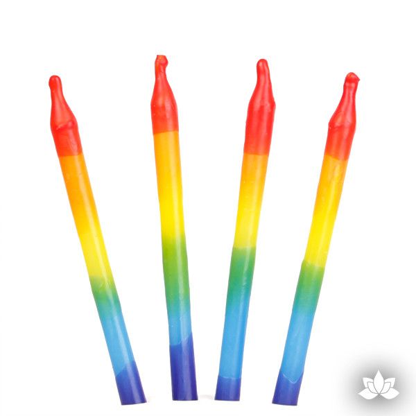Add a little twist to your birthday with these Tie Dye Rainbow Candles. Perfect for adding that essential element to your birthday cake, cupcake or dessert that makes it a special moment to remember. 