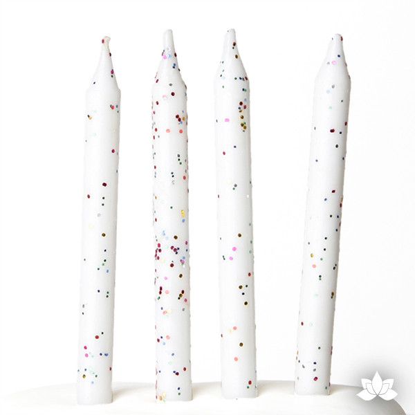 White Glitter Birthday Candles