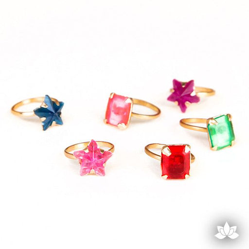 Top off your cupcakes with Star and Prism Gold Rings. They'd make cute toppers and take-home favors for your kid's parties. 