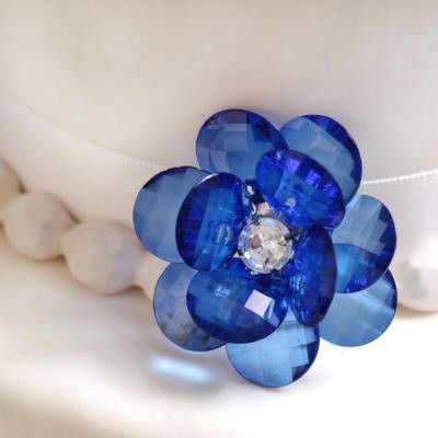 Blue Flower Buttons Cake Decoration