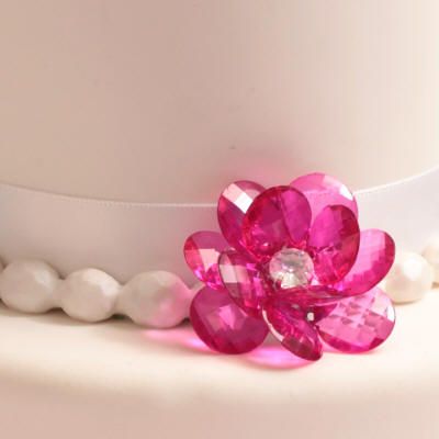Hot Pink Flower Button Cake Decoration