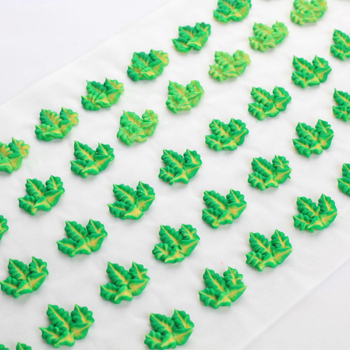Fall Leaves Royal icing toppers ready to decorate cupcakes, cookies, chocolates, cakes, candy and more. Edible sugar toppers hand piped designs.