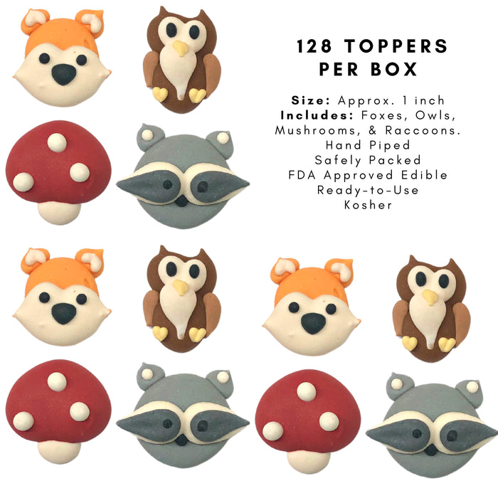 Woodland Animal Creature Royal Icing toppers great for decorating chocolates, cupcakes, cakes, cookies, brownies, pies, macarons. Caljava. Icing figures.