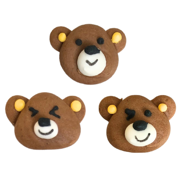 Teddy Bear Royal Icing Sugar Decoration, great for decorating your own chocolates, cupcakes, cakes, cookies, macarons, donuts and more.  Edible sugar toppers. Caljava.