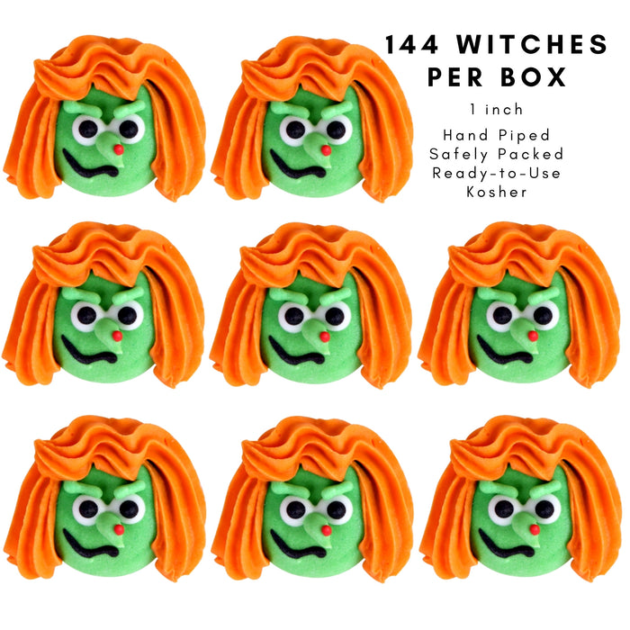 Friendly Witch Green Royal Icing Decorations (Bulk)