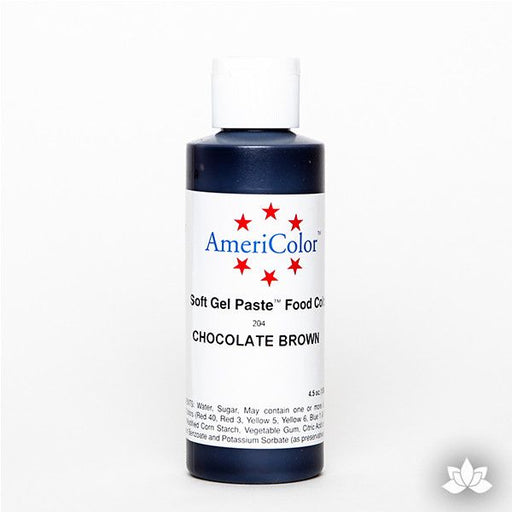 Chocolate Brown AmeriColor Soft Gel Paste Food Color 4.5 oz is perfect for coloring buttercream, icing, and fondant for decorated cakes and cupcakes. Wholesale edible food coloring.