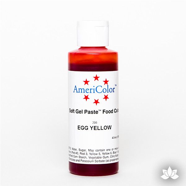 Egg Yellow AmeriColor Soft Gel Paste Food Color 4.5 oz is perfect for coloring buttercream, icing, and fondant for decorated cakes and cupcakes. Wholesale edible food coloring.
