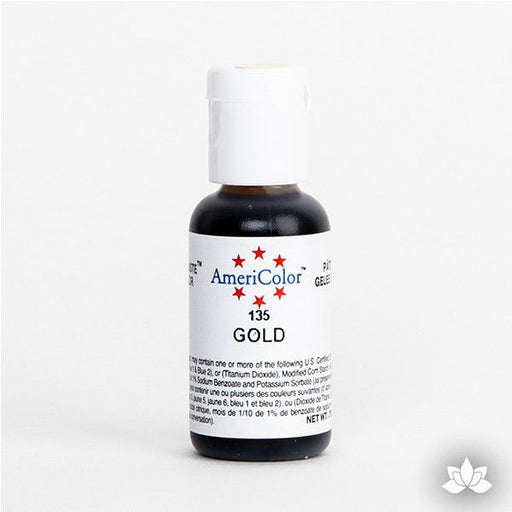 Gold AmeriColor Soft Gel Paste Food Color is perfect for coloring buttercream, icing, and fondant for decorated cakes and cupcakes. Wholesale edible food coloring.