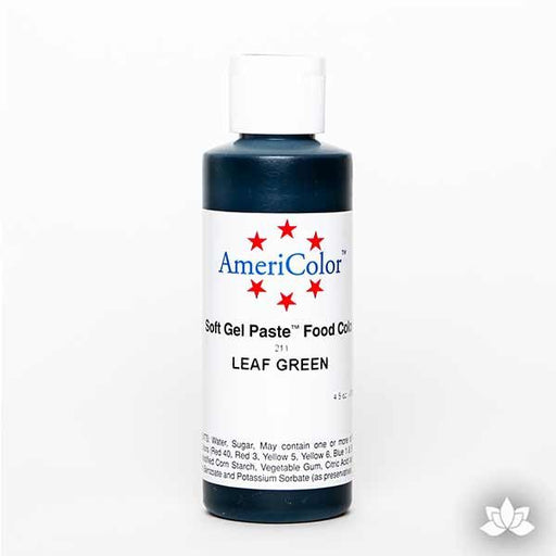 Leaf Green AmeriColor Soft Gel Paste Food Color 4.5 oz is perfect for coloring buttercream, icing, and fondant for decorated cakes and cupcakes. Wholesale edible food coloring.