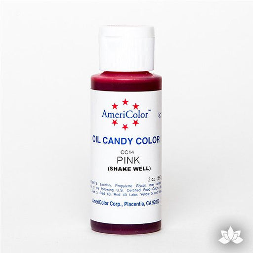 Pink Oil-Based Candy Color by AmeriColor perfectly colors chocolate with rich, glossy, and vibrant colors every time. Packaged conveniently into squeeze bottles and is available in 9 colors. Wholesale edible chocolate coloring.