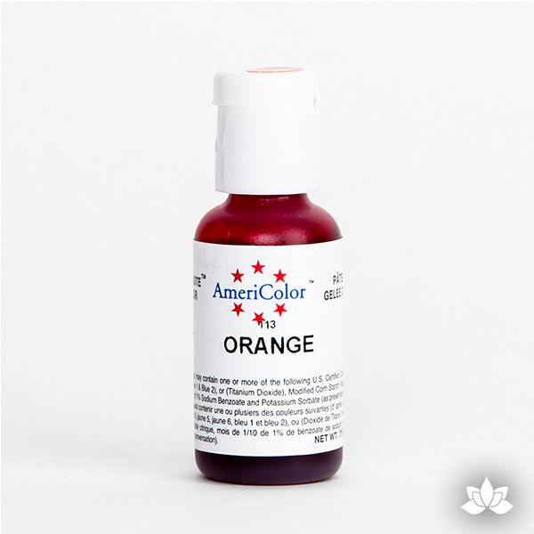 Orange AmeriColor Soft Gel Paste Food Color is perfect for coloring buttercream, icing, and fondant for decorated cakes and cupcakes. Wholesale edible food coloring.