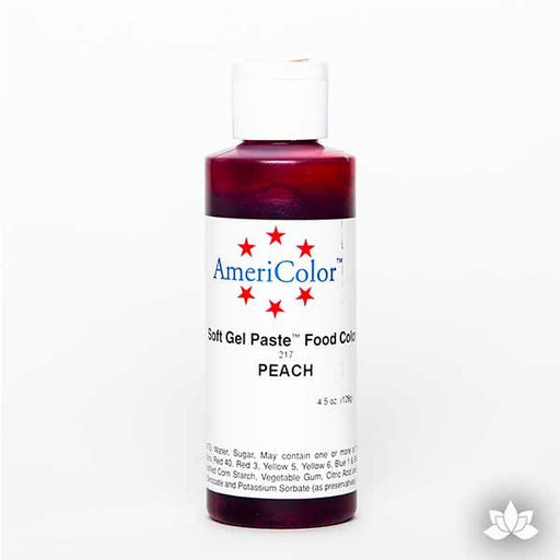 Peach AmeriColor Soft Gel Paste Food Color 4.5 oz is perfect for coloring buttercream, icing, and fondant for decorated cakes and cupcakes. Wholesale edible food coloring.