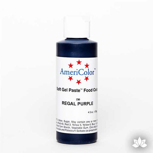Regal Purple AmeriColor Soft Gel Paste Food Color 4.5 oz is perfect for coloring buttercream, icing, and fondant for decorated cakes and cupcakes. Wholesale edible food coloring.
