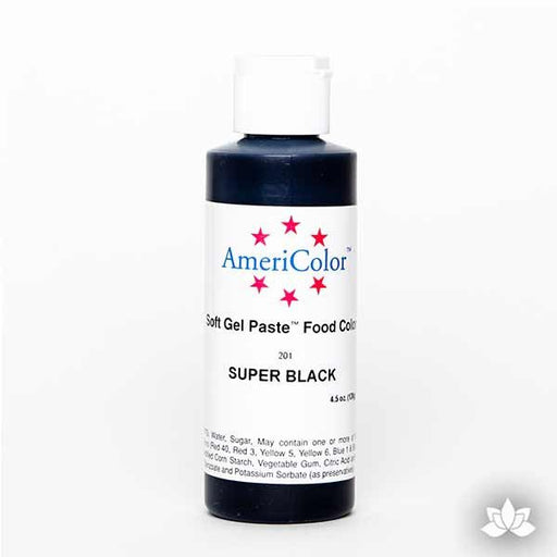 Super Black AmeriColor Soft Gel Paste Food Color 4.5 oz is perfect for coloring buttercream, icing, and fondant for decorated cakes and cupcakes. Wholesale edible food coloring.