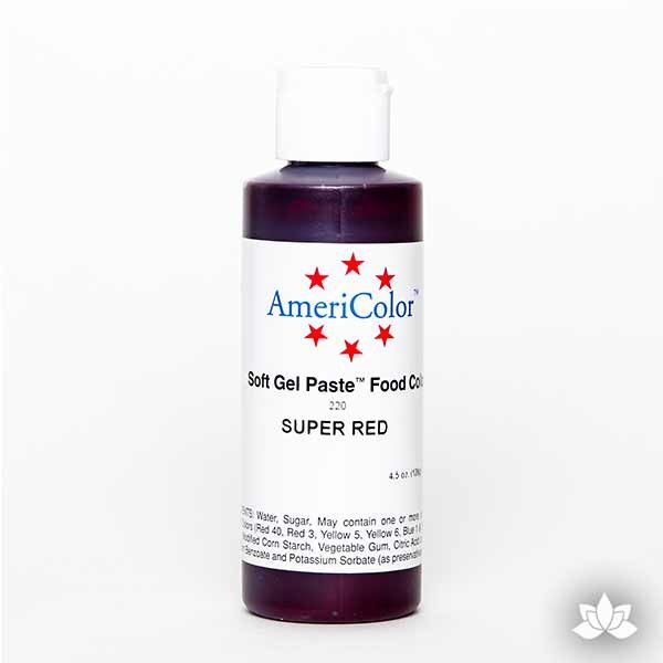 Super Red AmeriColor Soft Gel Paste Food Color 4.5 oz is perfect for coloring buttercream, icing, and fondant for decorated cakes and cupcakes. Wholesale edible food coloring.