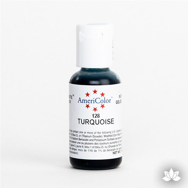 Turquoise AmeriColor Soft Gel Paste Food Color is perfect for coloring buttercream, icing, and fondant for decorated cakes and cupcakes. Wholesale edible food coloring.