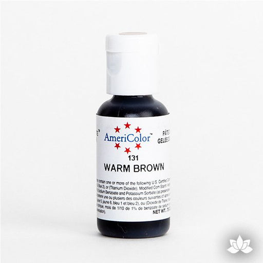 Warm Brown AmeriColor Soft Gel Paste Food Color is perfect for coloring buttercream, icing, and fondant for decorated cakes and cupcakes. Wholesale edible food coloring.