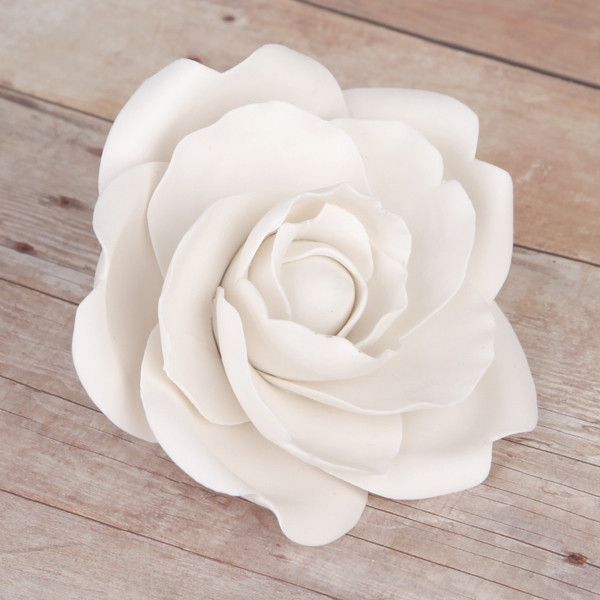 White Camellia Gum Paste Sugarflower cake topper great for cake decorating wedding cakes. | CaljavaOnline.com