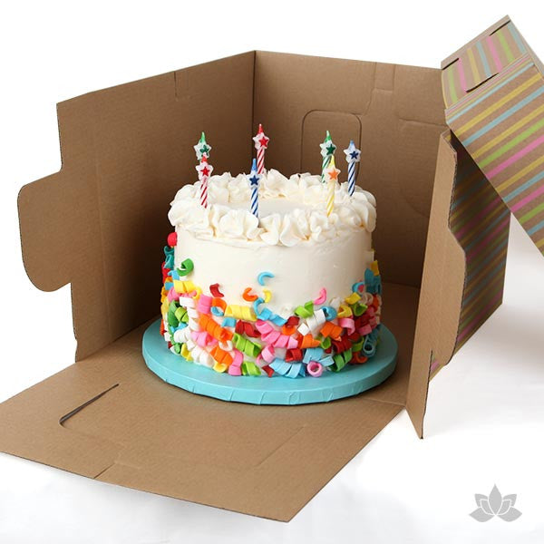 Tall Window Cake Box - Stripes