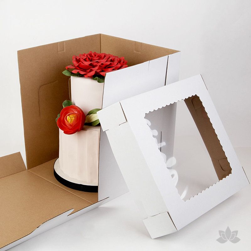 Transport your two tiered or 3D cakes safely with a Tall 12" Window Cake Box