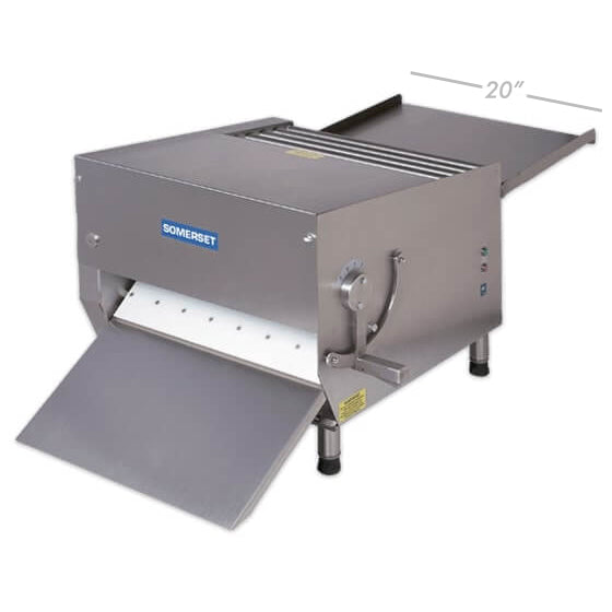 Somerset CDR-700 Stainless Steel Manual Dough Sheeter with 3.5 x 20 Synthetic Rollers - 115V, 1 HP