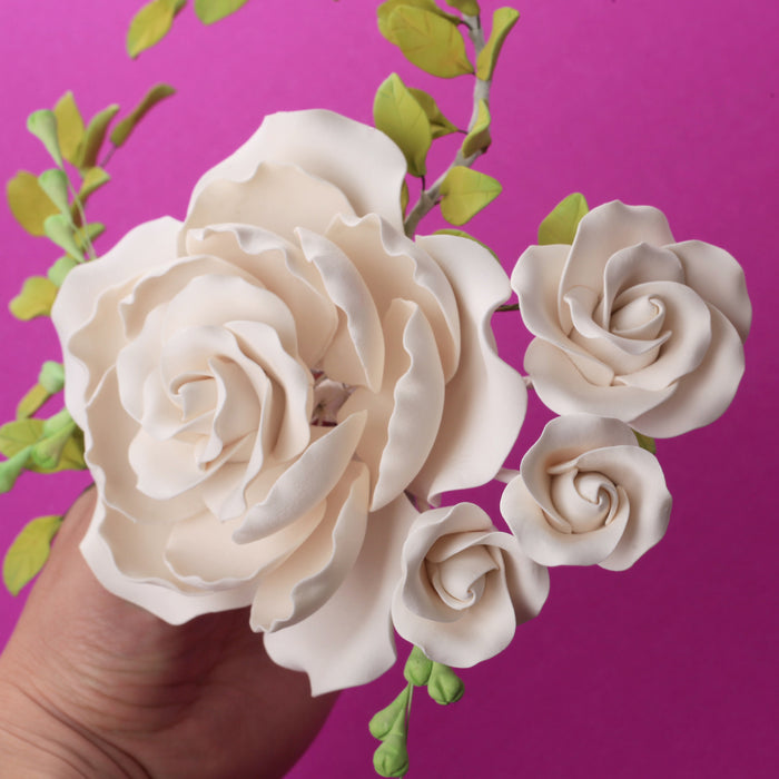 Rose Sugarflower cake topper great for cake decorating your own cakes and wedding cakes.  Readymade to place on your cake.