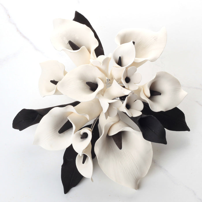 White & Black Calla Lily Cake Topper - Medium