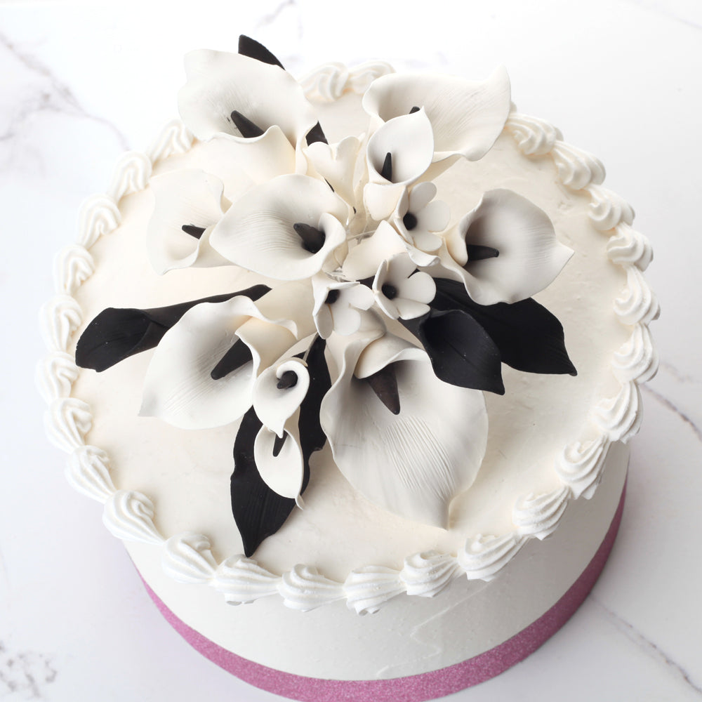 white calla lily wedding cake White & Black Calla Lily Cake Topper