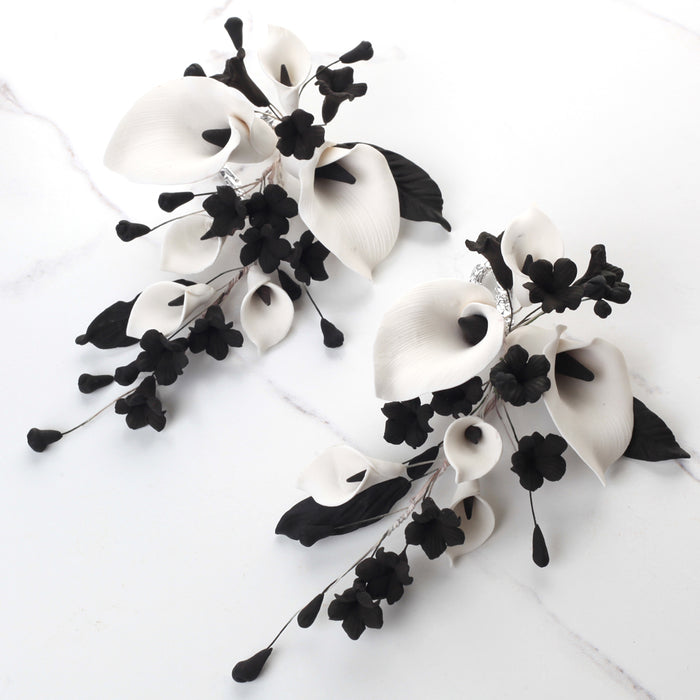black and white calla lily White & Black Calla Lily Spray