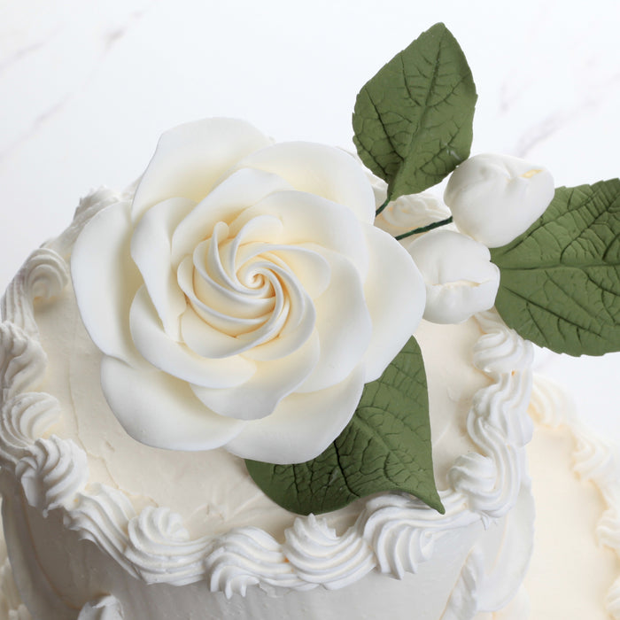 Gum Paste Rose Sugarflower cake topper.  Handmade cake decorations great for decorating your own cakes and wedding cakes.