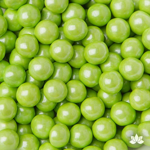 Green Chocolate Candy Pearls cake decorations perfect for cake decorating cakes and cupcakes. Wholesale cake supply. Caljava