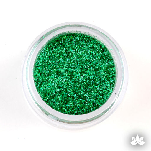 Emerald Green Disco Dust Pixie Dust. Disco Dust is a Non-toxic fine glitter for cake decorating that will add a touch of color to your fondant cakes & cupcakes.  Caljava Wholesale cake supply. FondX