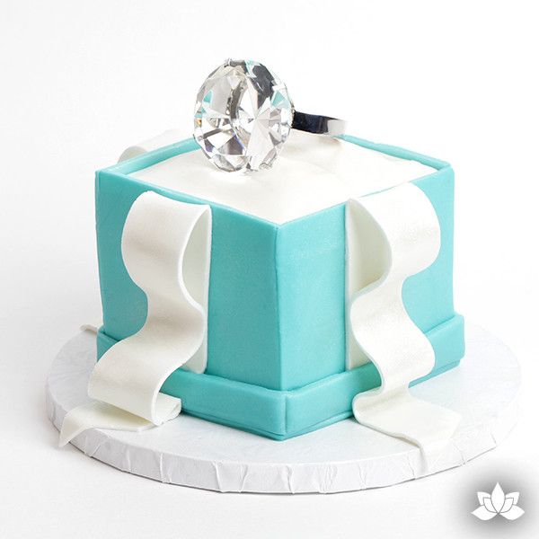 Small Diamond Ring Cake Topper perfect for wedding and engagement cakes. 