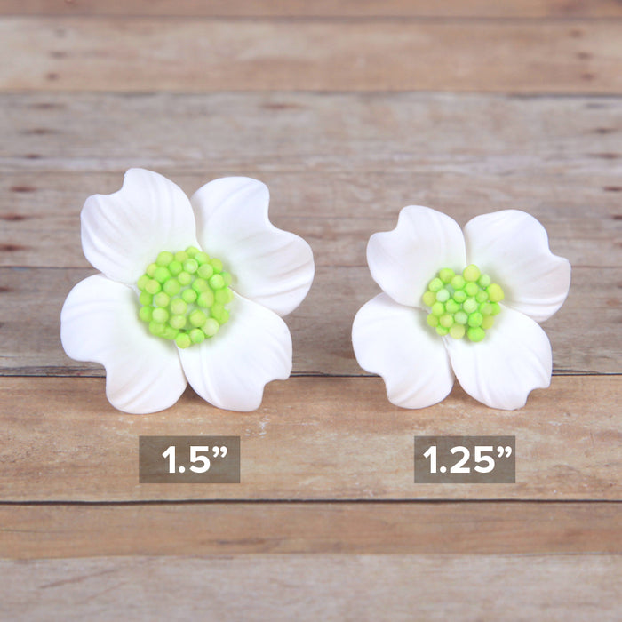 White Dogwood Gumpaste Sugarflower cake decoration perfect as cake toppers & cupcake toppers for cake decorating fondant cakes.  Wholesale cake decoration supply.