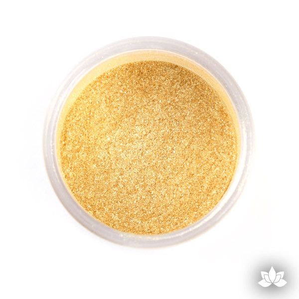Dazzling Gold Luster Dust colors for cake decorating fondant cakes, gumpaste sugarflowers, cake toppers, & other cake decorations. Wholesale cake supply. Bakery Supply. Lustre Dust Color.