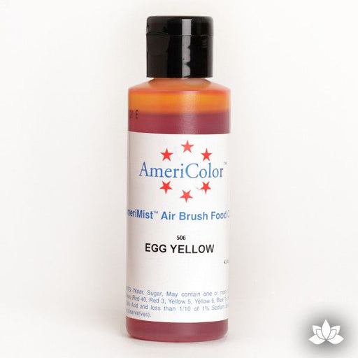 Egg Yellow AmeriMist Air Brush Color 4.5 oz is a highly concentrated air brush color perfect for coloring non-dairy whipped icing, toppings, rolled fondant, gum paste flowers, and buttercream. Wholesale edible air brush color.