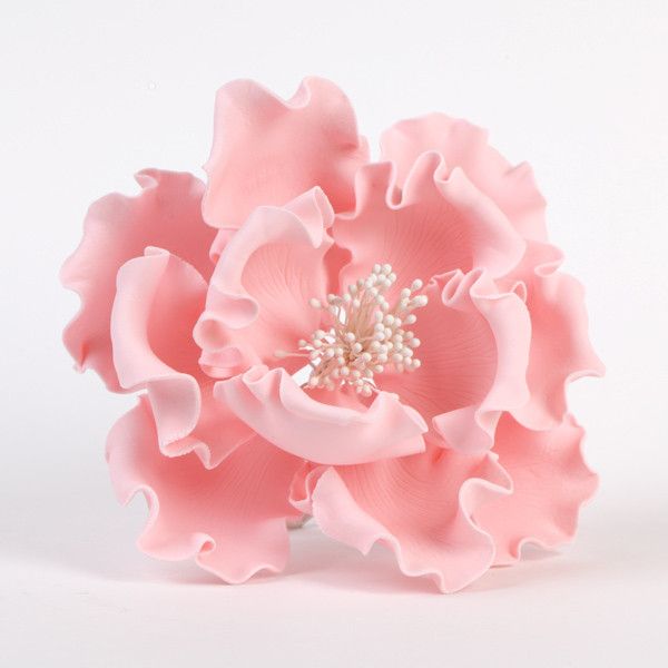 Extra detailed 6 inch pink peony gum paste flower for cake decorating from CaljavaOnline.com