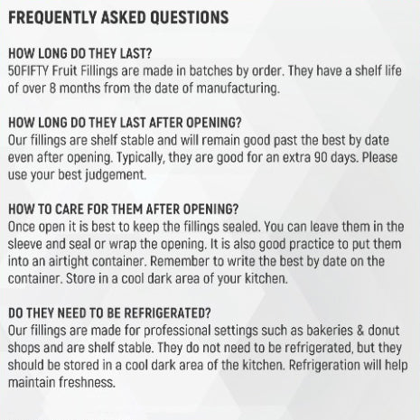 Frequently asked questions for Professional cake filling designed for home bakeries