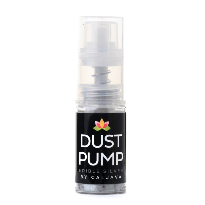 Edible Silver Dust in an easy-to-use Dust Pump Bottle for cake decorating or topping for food.