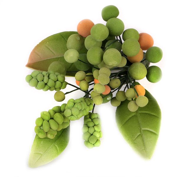 Green wild berry bunches handmade from gum paste. Ready-to-use cake toppers for professional cake decorators and wedding cake designs.
