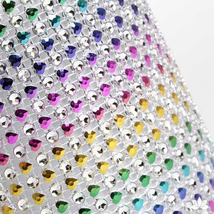 Add bling to your cake with Glam Ribbon Diamond Cake Wraps. Perfect for cake decorating rolled fondant cakes & wedding cakes. Cake decoration. Diamond Mesh. Rainbow Heart Glam Ribbon - Cake Wrap
